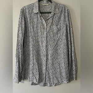 Beachlunchlounge Navy and White Heart Print Blouse